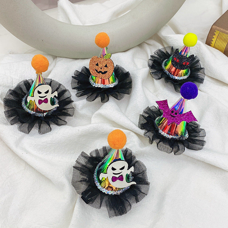 Wholesale Halloween Party Glow Duck Billed Cloth Hair Clips